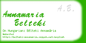 annamaria belteki business card